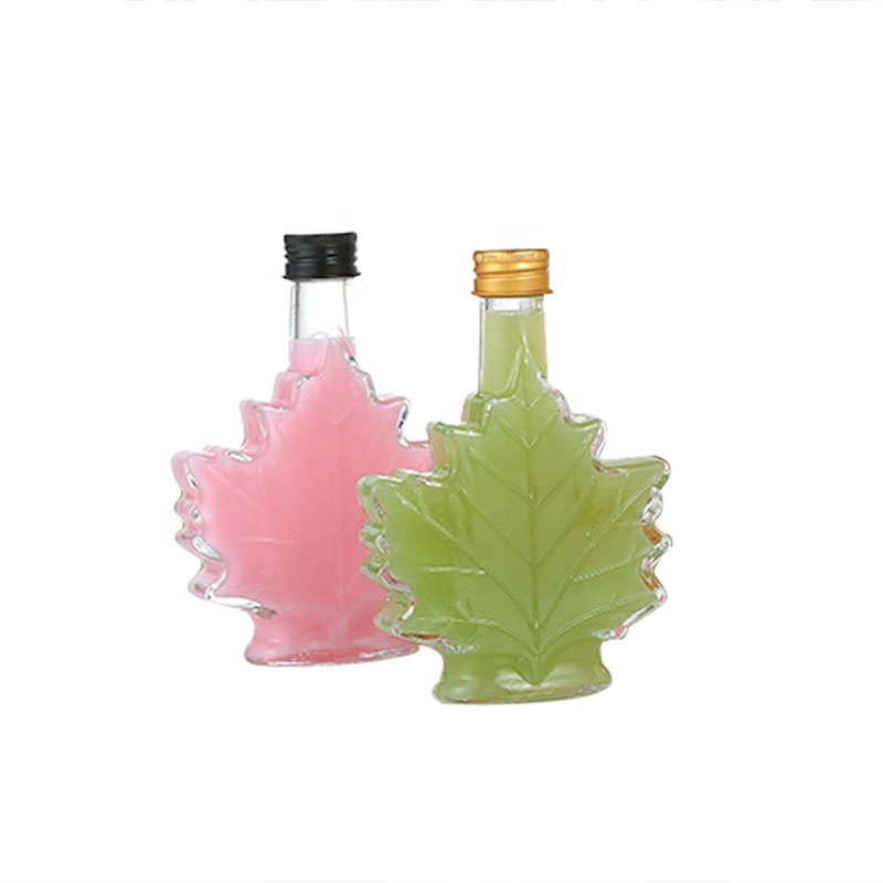 70ml 100ml 250ml maple leaf shape glass wine bottle for juice liquor vodka and whisky empty glass cough syrup bottle