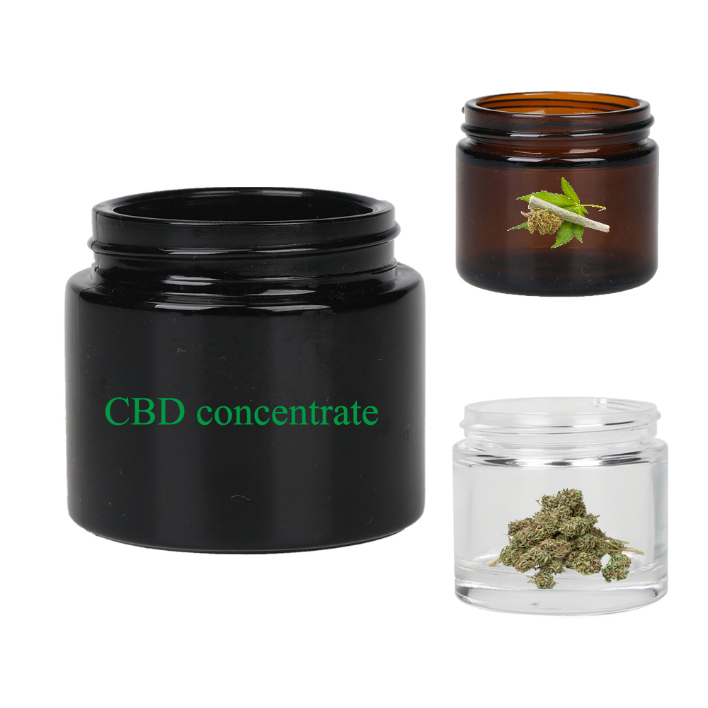 70ml 2.47oz custom wide mouth black glass CBD concentrate container medical cream jars without CR lid custom 9ml squared jars