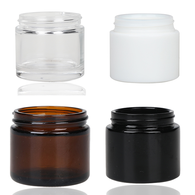 70ml glass black white material cosmetic packaging cream jar body scrub container cbd hemp concentrate bottle with plastic lid
