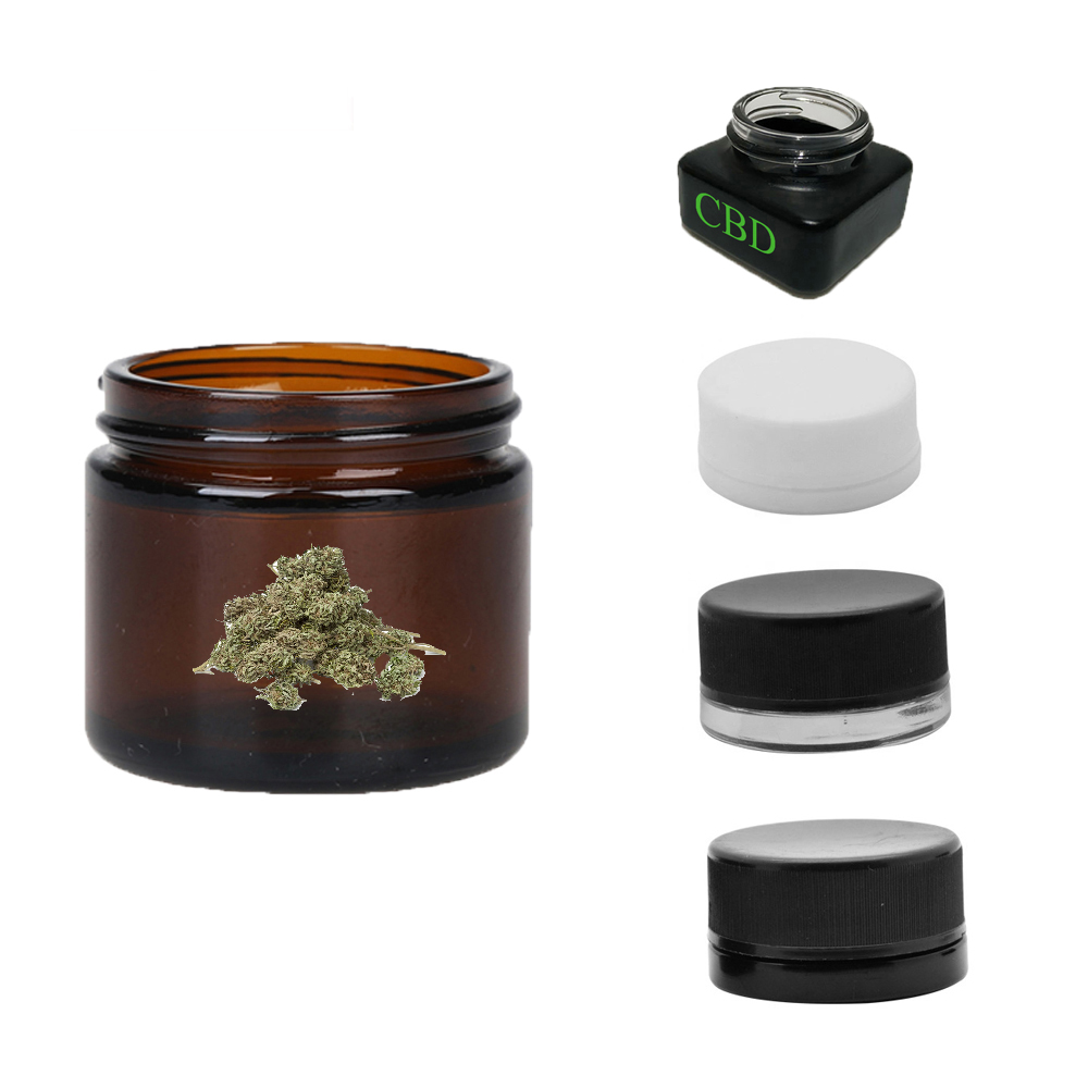 70ml luxury child resistant amber glass weed herb container CBD concentrate wax jar without CRC lid cosmetic salt scrub jars