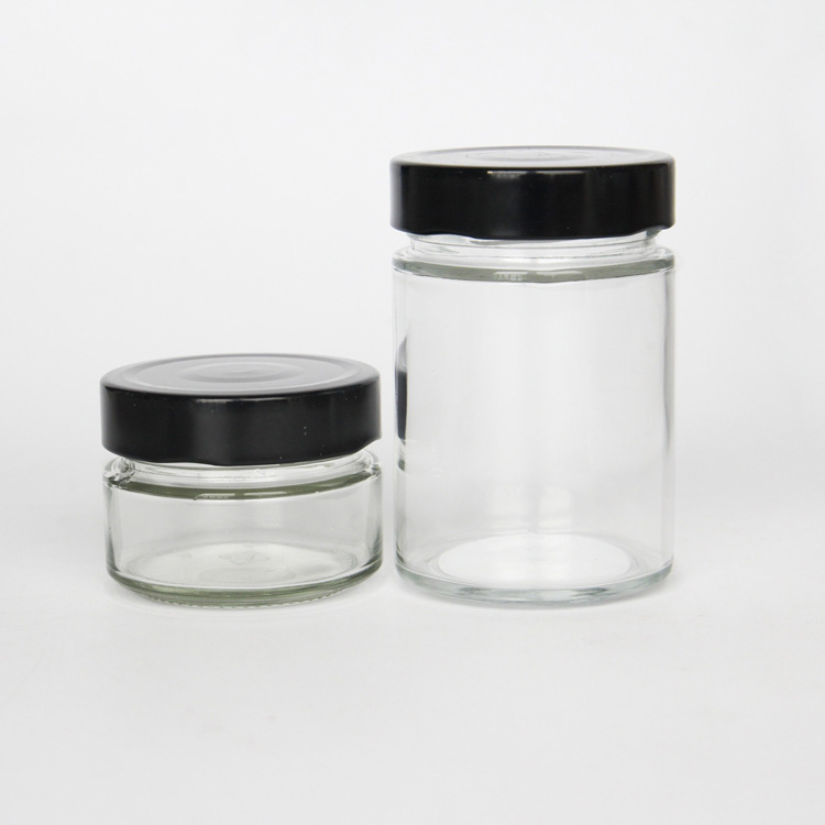 70mm Wide Mouth Glass Jam Jelly Jar With Sliver /Golden/Black/White Lid For Nut Food Packaging Custom Jars