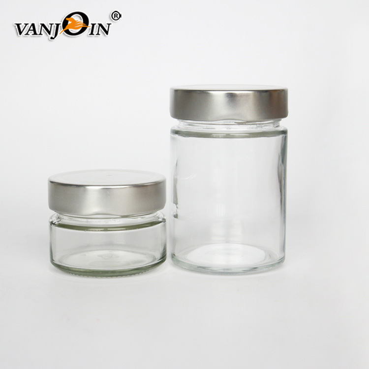 70mm Wide Mouth Glass Jam Jelly Jar With Sliver /Golden/Black/White Lid For Nut Food Packaging Custom Jars