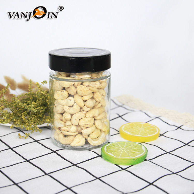 70mm Wide Mouth Glass Jam Jelly Jar With Sliver /Golden/Black/White Lid For Nut Food Packaging Custom Jars