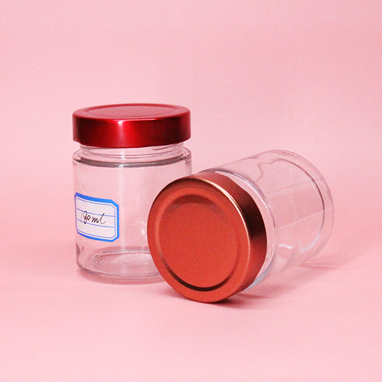 70mm Wide Mouth Glass Jam Jelly Jar With Sliver /Golden/Black/White Lid For Nut Food Packaging Custom Jars