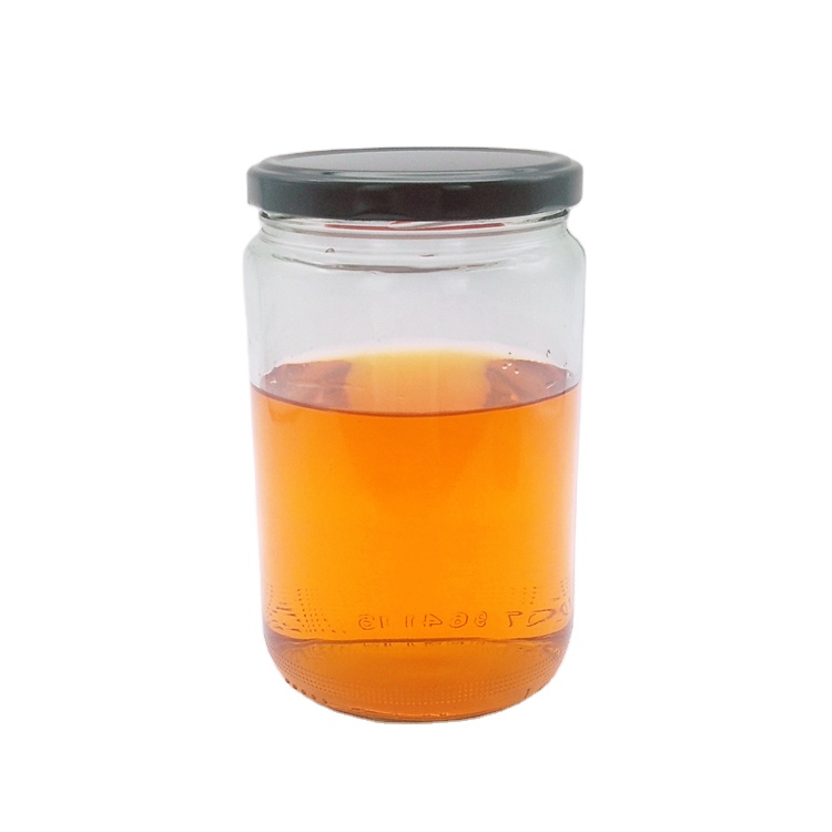 720ml 24oz transparent round glass storage jar with 82mm sealed metal lid for pickle coconut oil
