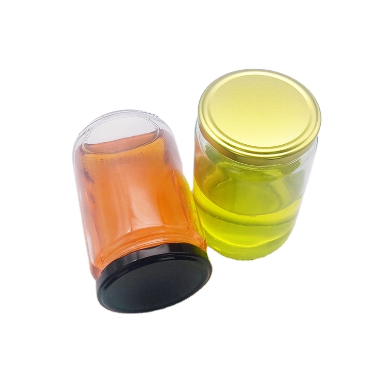 720ml 24oz transparent round glass storage jar with 82mm sealed metal lid for pickle coconut oil
