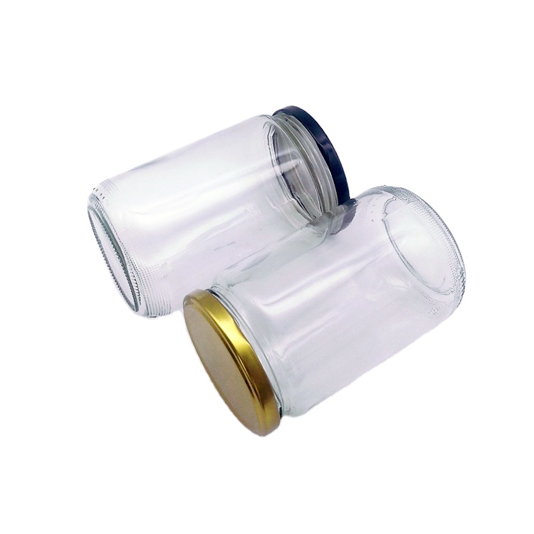 720ml 24oz transparent round glass storage jar with 82mm sealed metal lid for pickle coconut oil