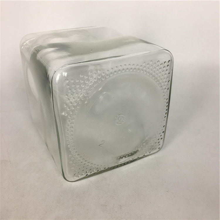 720ml 730ml square glass jar pedestal glass candy jar with lid