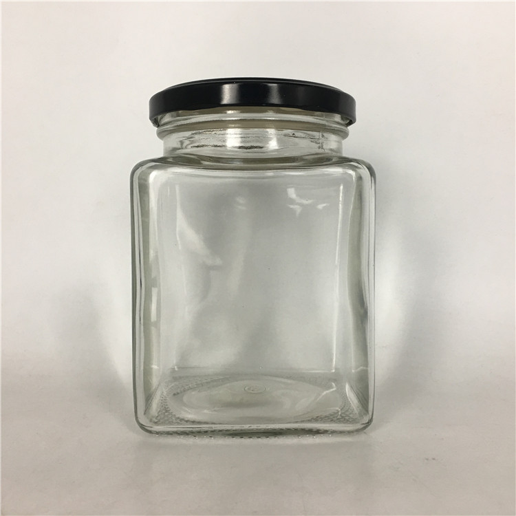 720ml 730ml square glass jar pedestal glass candy jar with lid
