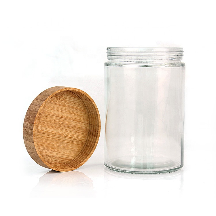 730ml Round Clear Glass Honey Jam Sauce Jar Storage Bottles and Jars With bamboo Screw lid