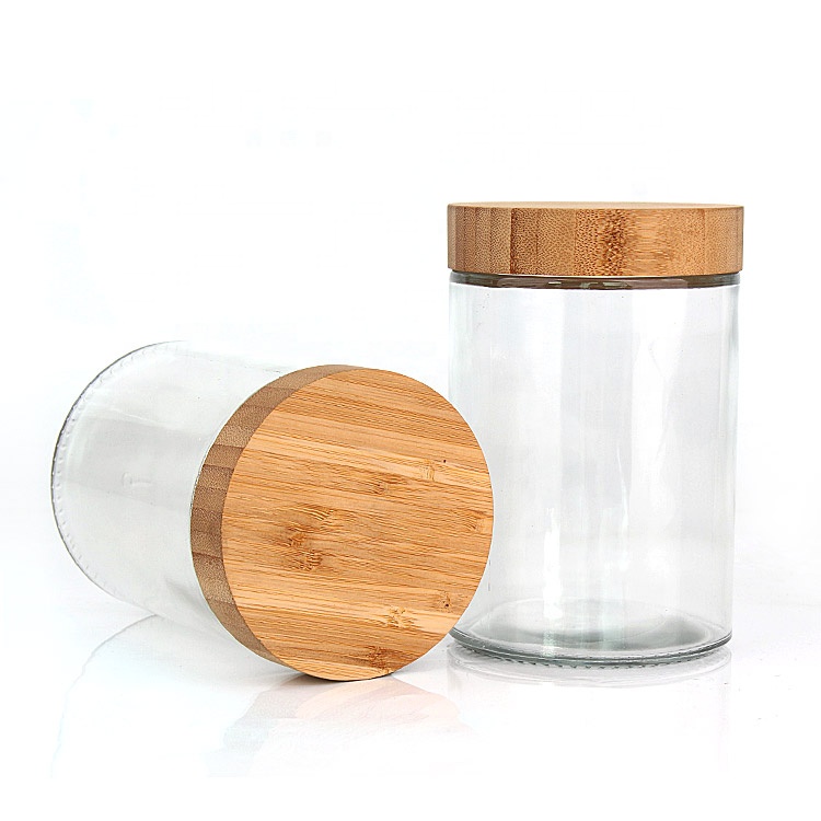 730ml Round Clear Glass Honey Jam Sauce Jar Storage Bottles and Jars With bamboo Screw lid