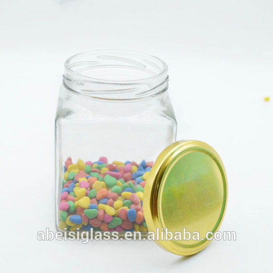 730ml glass honey jar with gold metal lid