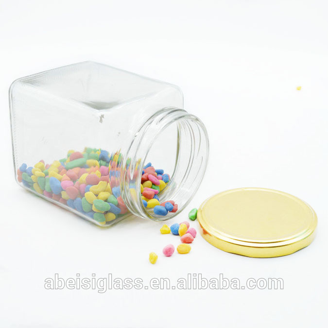 730ml glass honey jar with gold metal lid