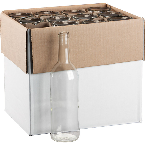 750 Ml Clear Claret Bordeaux Wine bottle with cork lid
