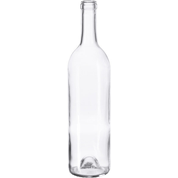750 Ml Punted bottom clear Bordeaux Wine bottle with cork lid