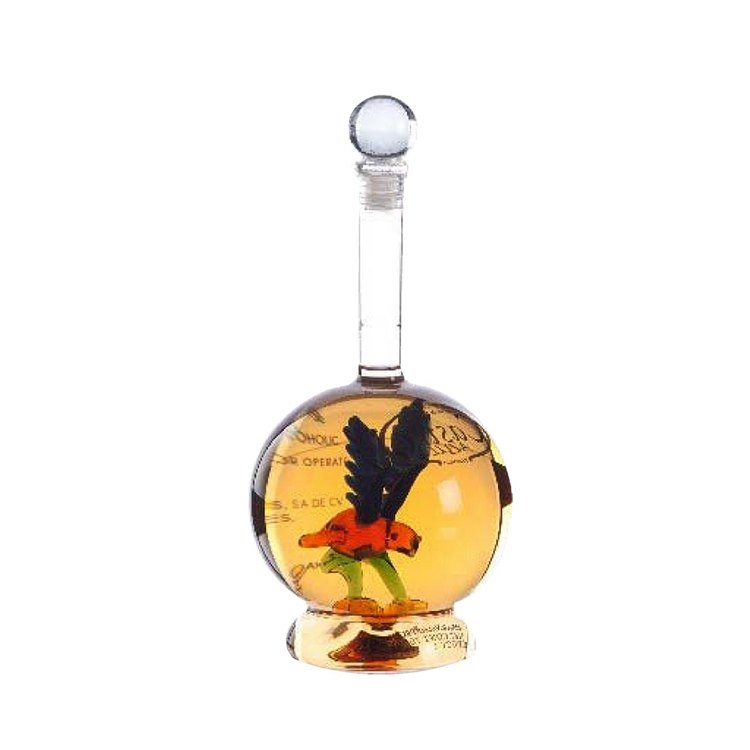 750ML Custom internal eagle hand blown glass spirits bottle