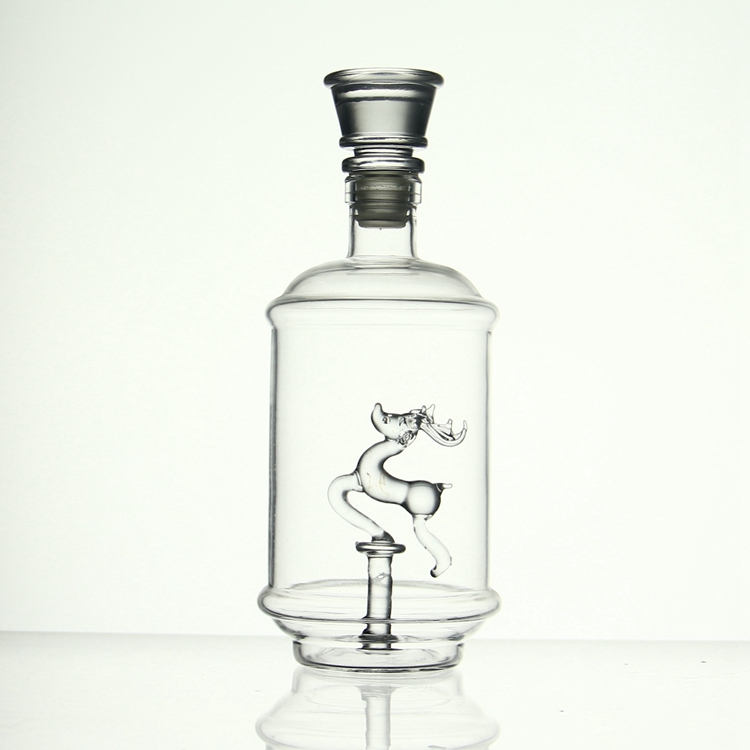 750ML Custom internal eagle hand blown glass spirits bottle