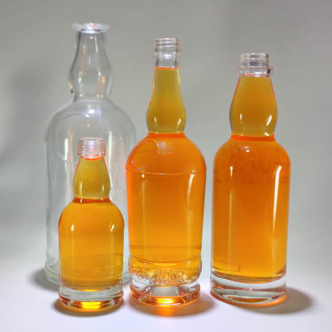 750ML transparent glass bottle whiskey glass bottle custom design glass bottle
