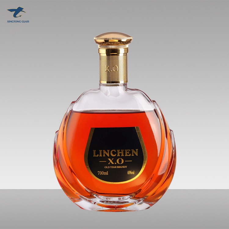 750Ml Hot Selling Unique Shaped Rum Bottle With Golden Cap