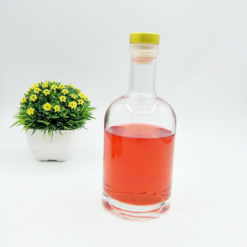 750Ml Vodka Bottle Round 500ml Whiskey Liquor Bottle Glass with Cork