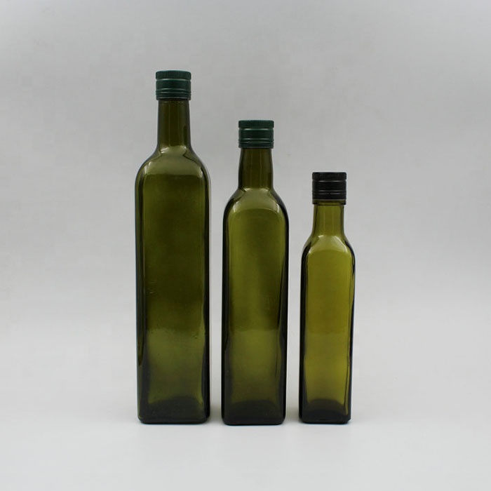 750ml(25.36 fl oz) Black Ultraviolet Square Glass Oil Bottle with Plastic Pour Spout 250ml 500ml 1000ml