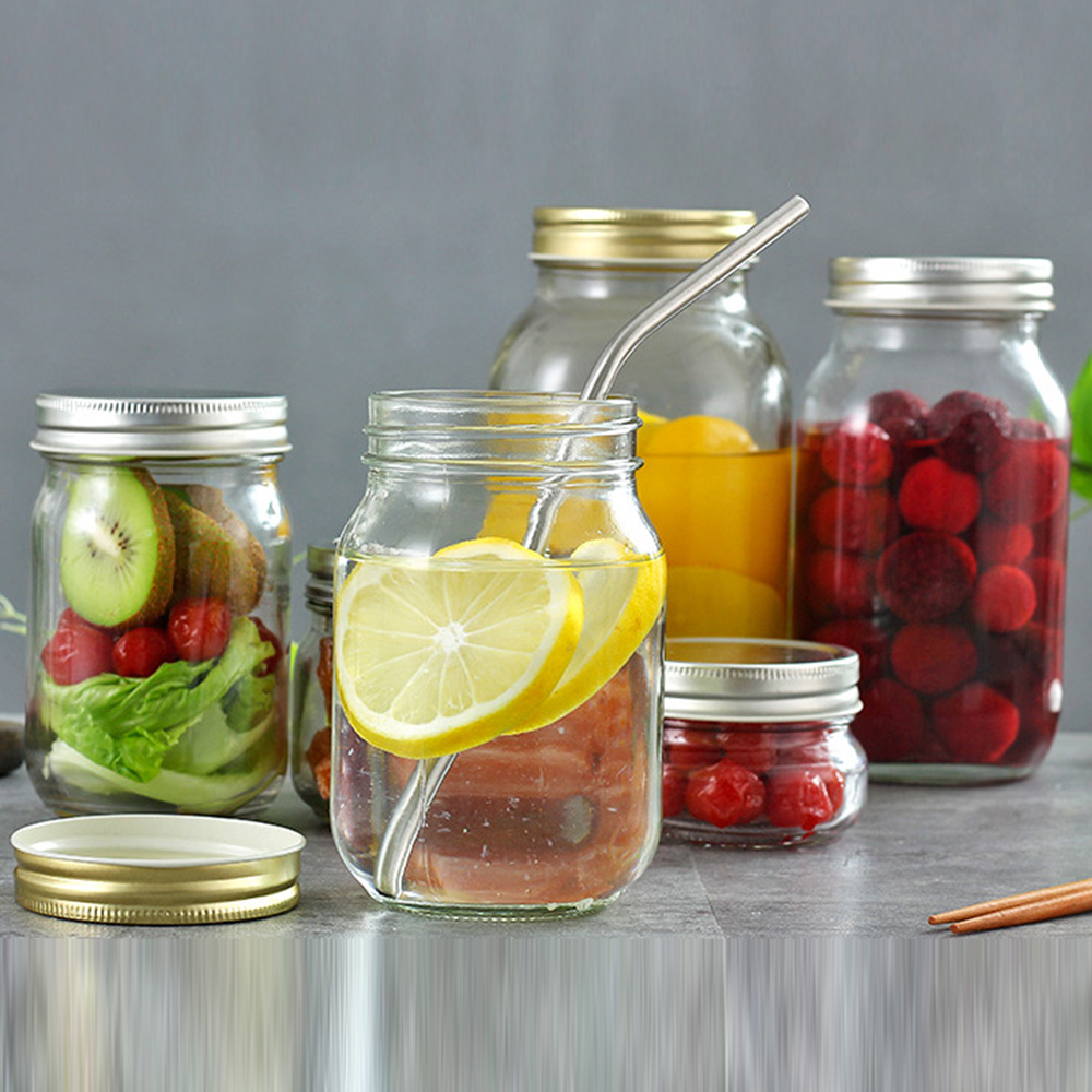 750ml 32 oz glass canning ridged montana mason jars wide mouth glass jar with lid