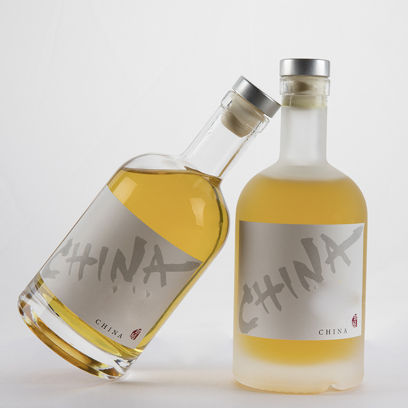 750ml 500ml 350ml 200ml glass spirit bottles for wine liquor flint whisky vodka round shape empty bottles wholesale