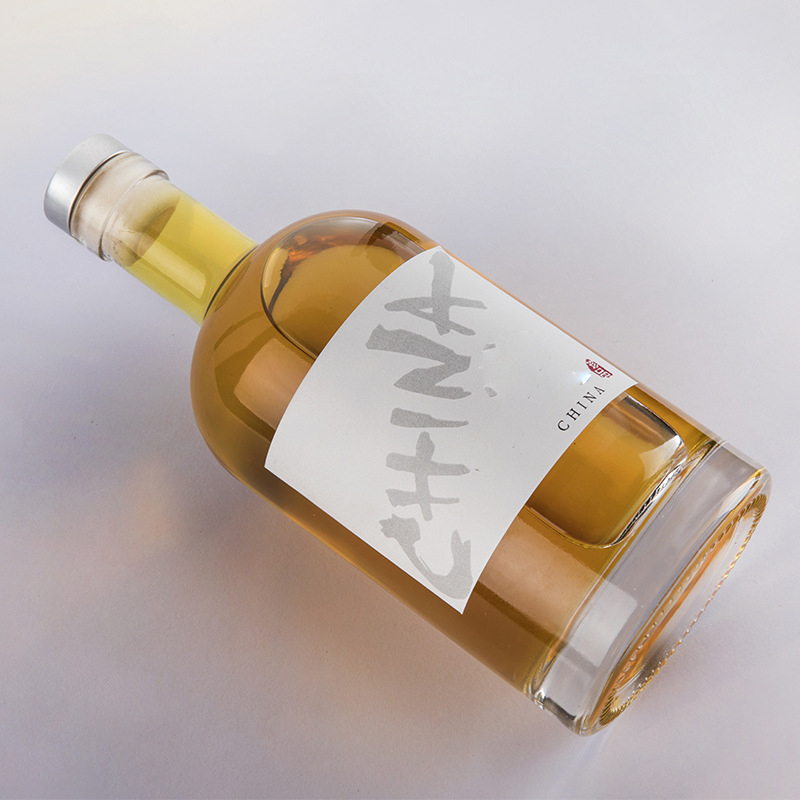 750ml 500ml 350ml 200ml glass spirit bottles for wine liquor flint whisky vodka round shape empty bottles wholesale