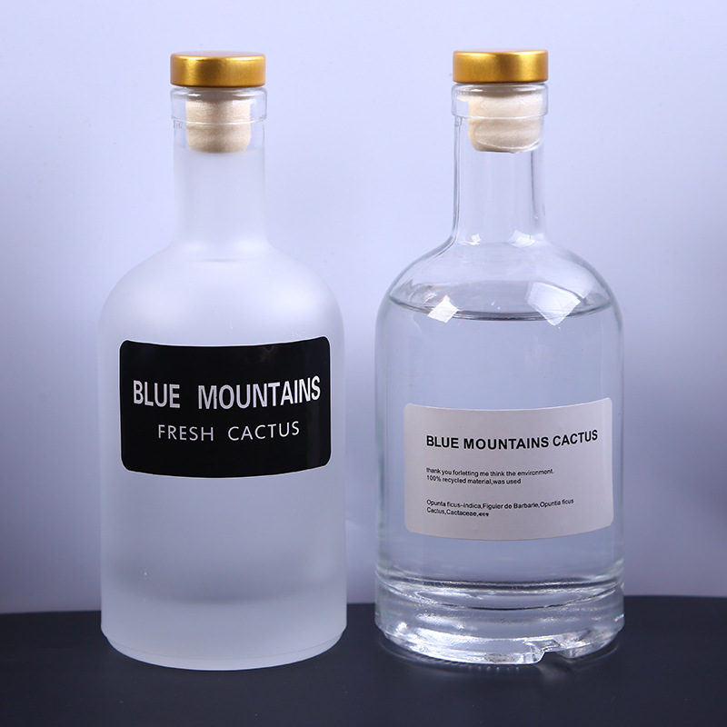 750ml 500ml 350ml 200ml glass spirit bottles for wine liquor flint whisky vodka round shape empty bottles wholesale