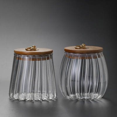 750ml 650ml High Borosilicate Glass Storage Jars Food Candy Tea Cookies Storage Jar Glass Airtight with Bamboo Lid