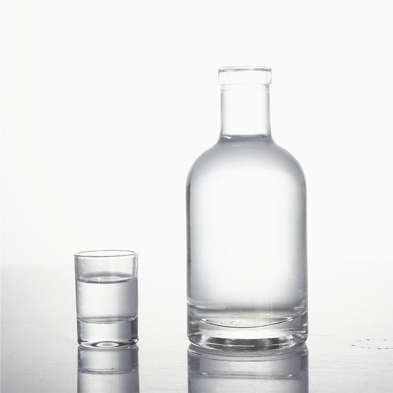 750ml 700ml 500ml 375ml 200ml round shape crystal flint glass gin vodka tequila liquor rum alcohol spirits Oslo glass bottle