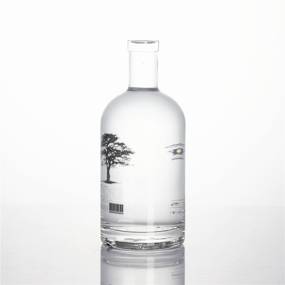 750ml 75cl silkscreen printing cork top screw top super flint glass round whisky tequila OSLO vodka bottles