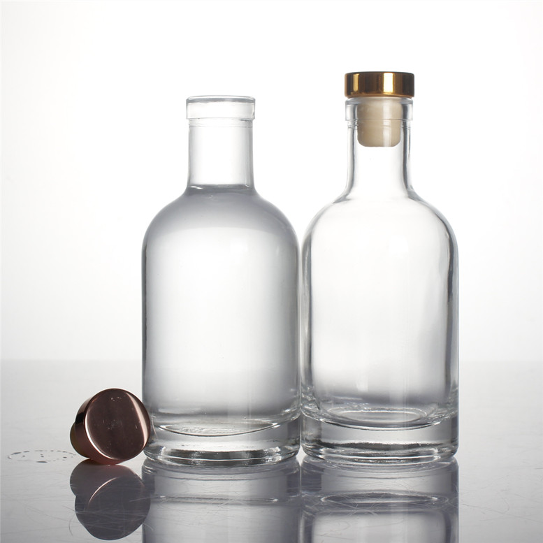 750ml 75cl silkscreen printing cork top screw top super flint glass round whisky tequila OSLO vodka bottles