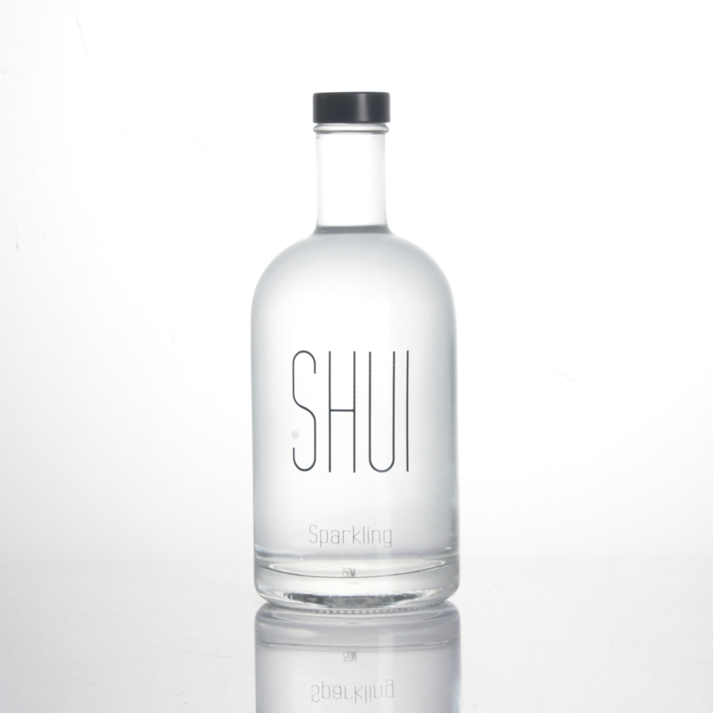 750ml 75cl silkscreen printing cork top screw top super flint glass round whisky tequila OSLO vodka bottles