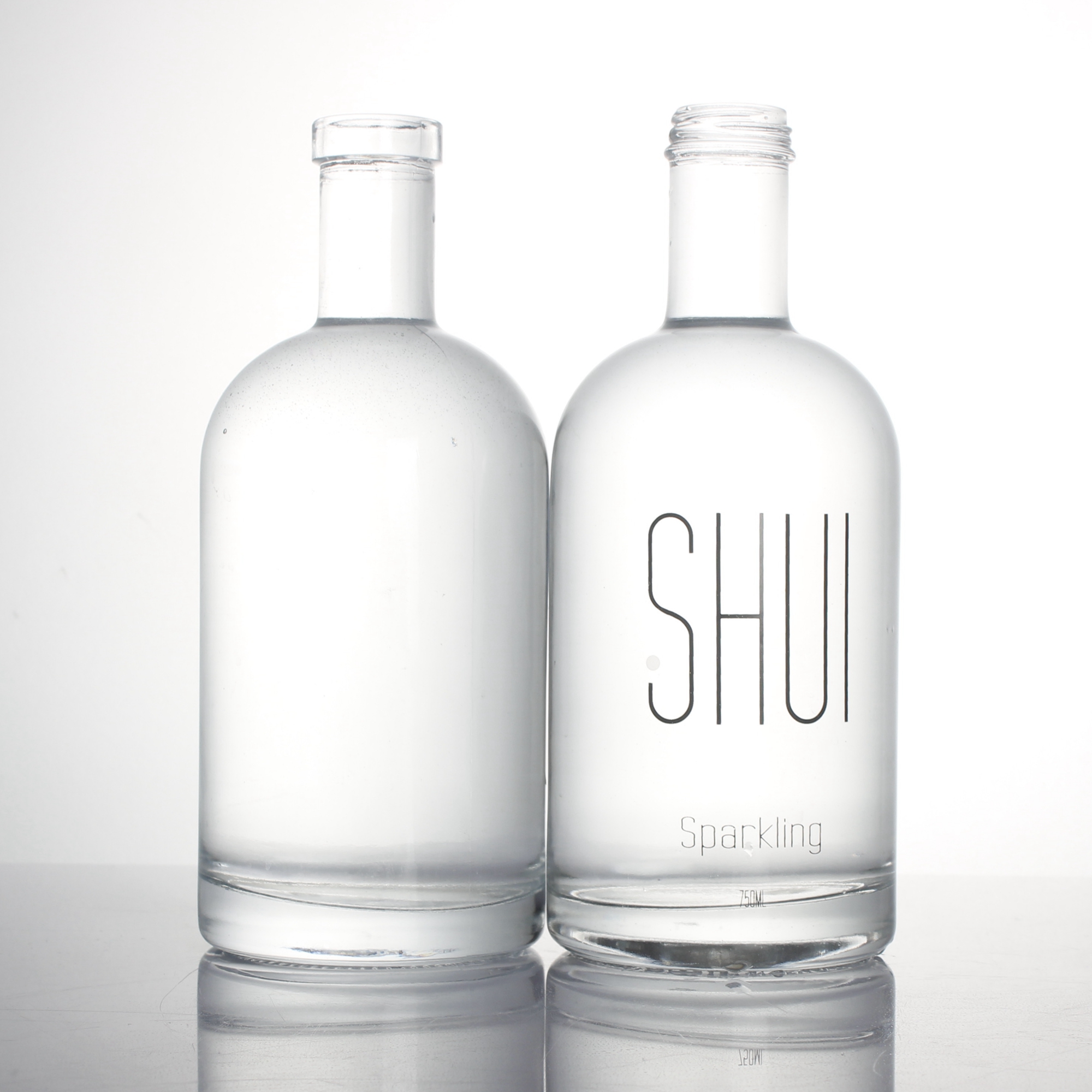 750ml 75cl silkscreen printing cork top screw top super flint glass round whisky tequila OSLO vodka bottles