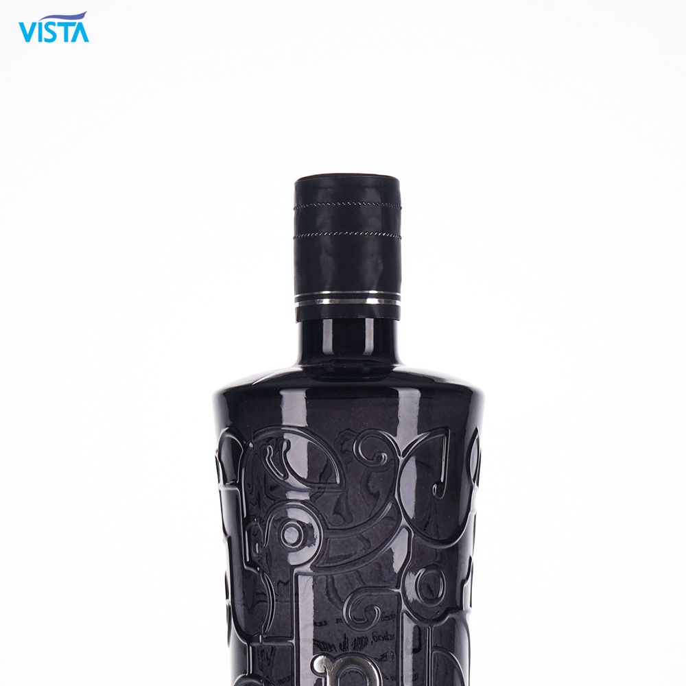 750ml B Vodka Bottle High Flint Glass Bottle With Gradual Spray and Decal With Cork Cap Glass Bottles