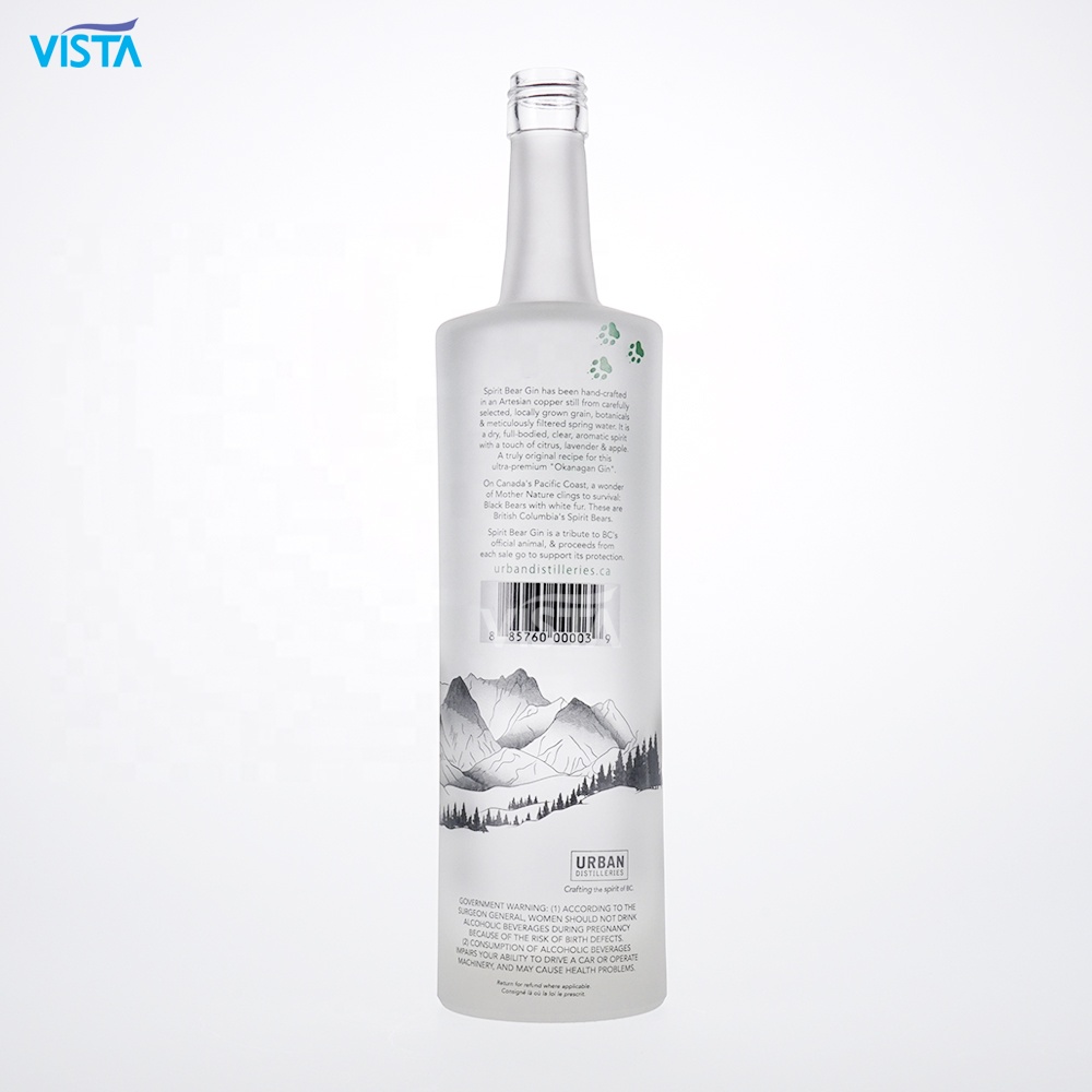 750ml Bear Spirit Vodka Bottle round style high flint frost 750ml frost vodka bottle