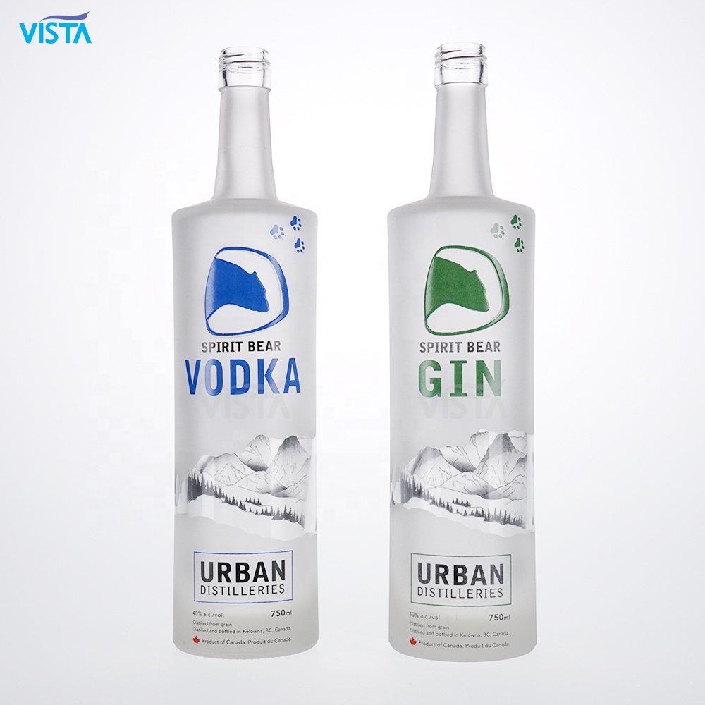 750ml Bear Spirit Vodka Bottle round style high flint frost 750ml frost vodka bottle