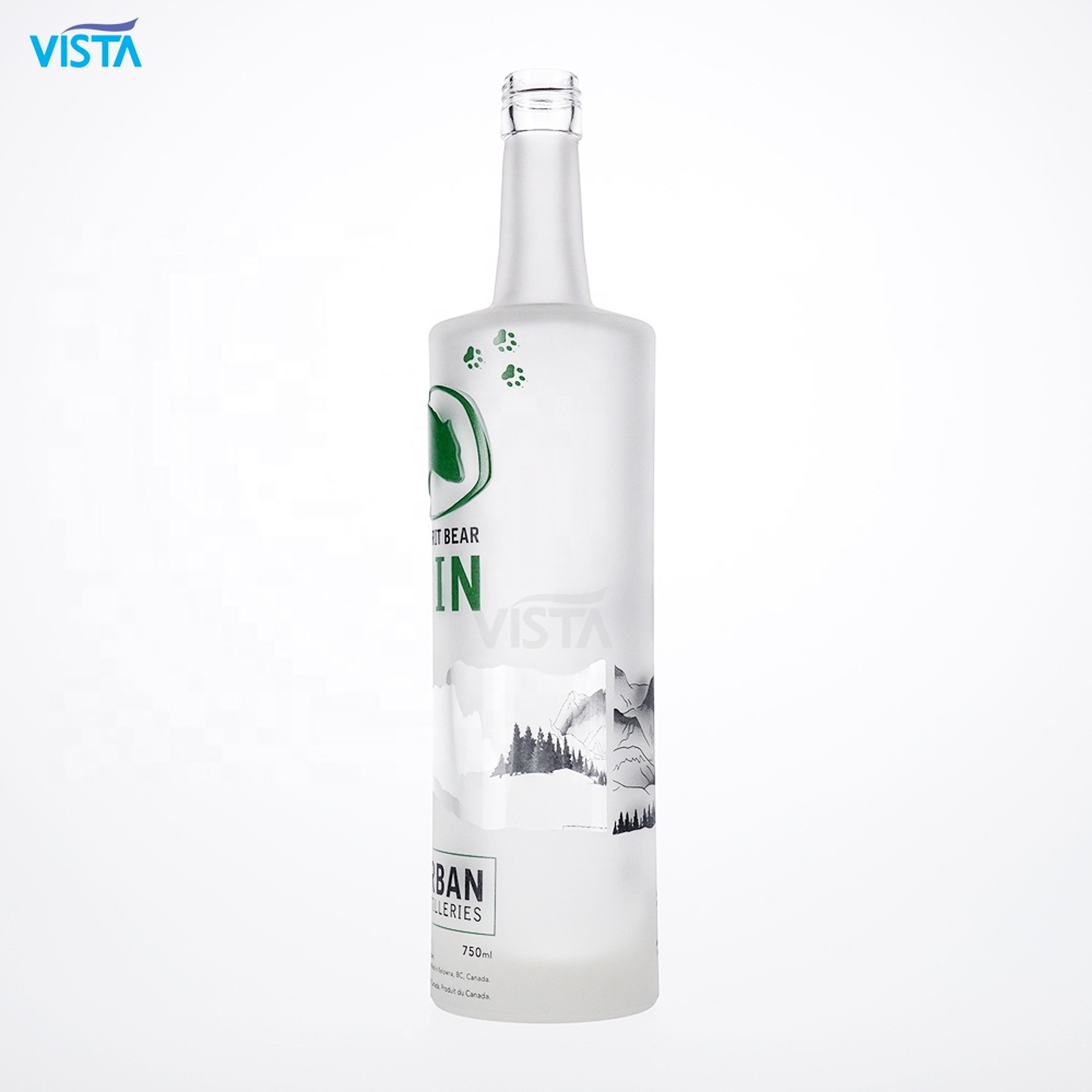 750ml Bear Spirit Vodka Bottle round style high flint frost 750ml frost vodka bottle