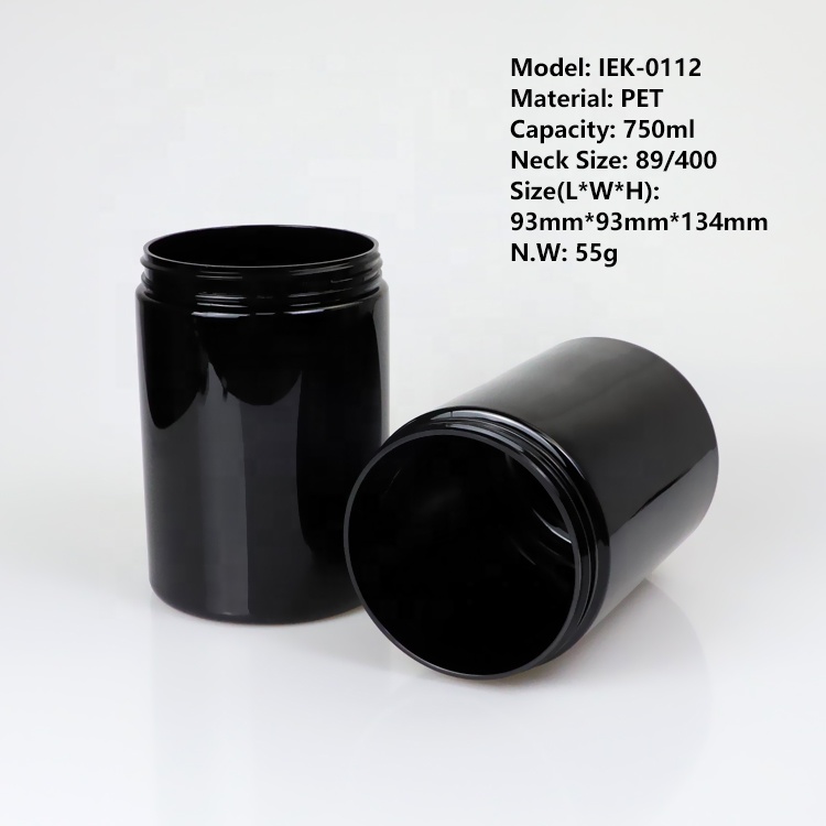 750ml Black Cosmetic Jar with wooden Cap