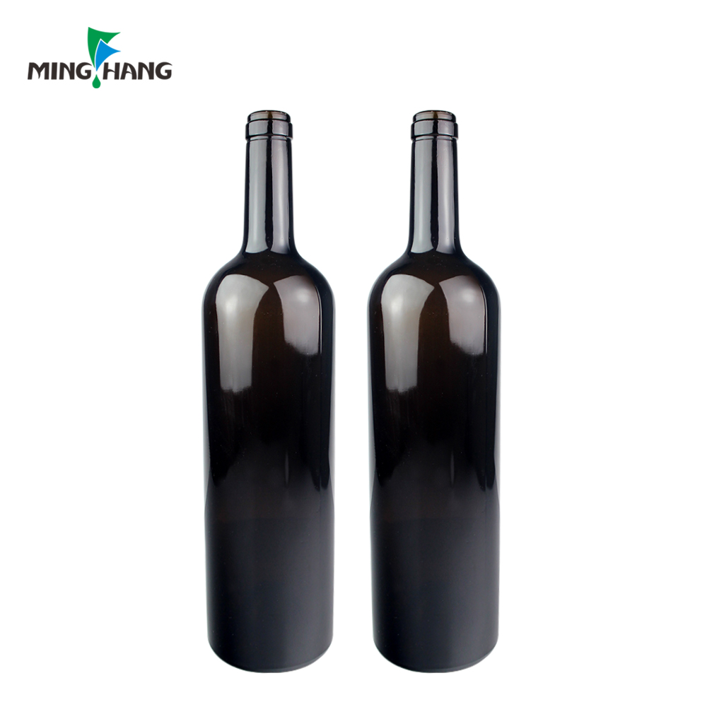 750ml Black Long Ring Neck Liquor Top Cork Cap Empty Red Bouteille De Vin Wine Bottle For Sale