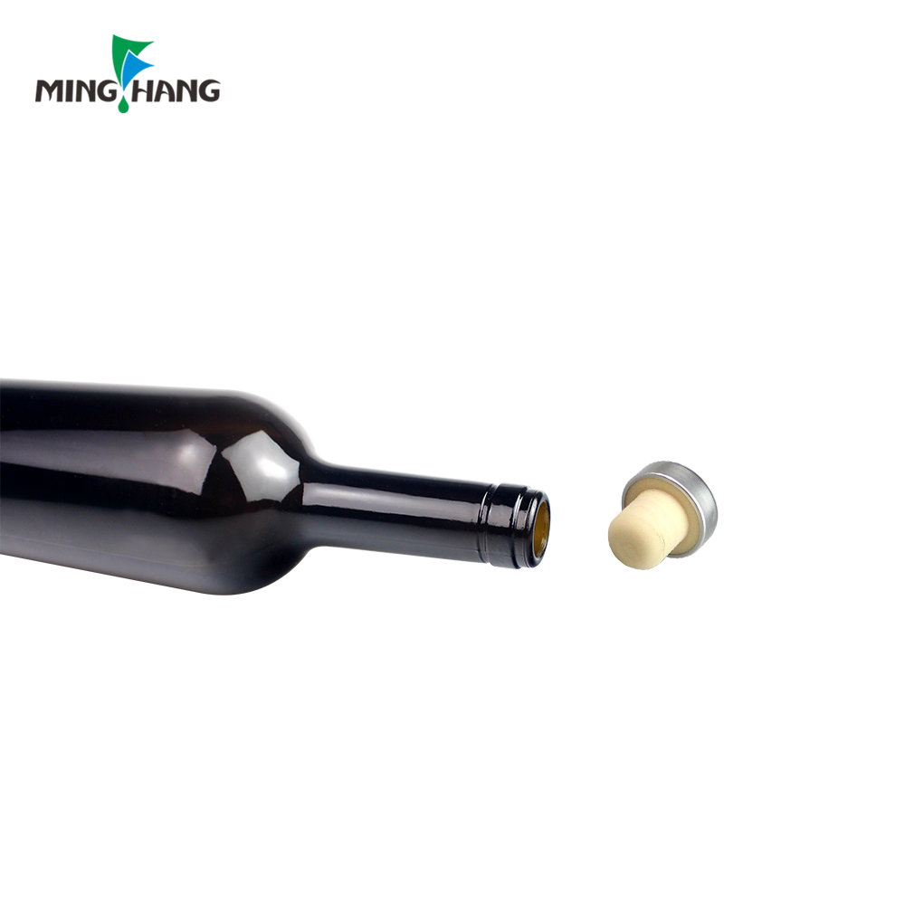 750ml Black Long Ring Neck Liquor Top Cork Cap Empty Red Bouteille De Vin Wine Bottle For Sale