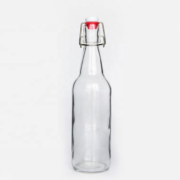 750ml Clear Glass Mixer Liquor Spirit Bottle with Swing Top Lid For Soda Water Juice