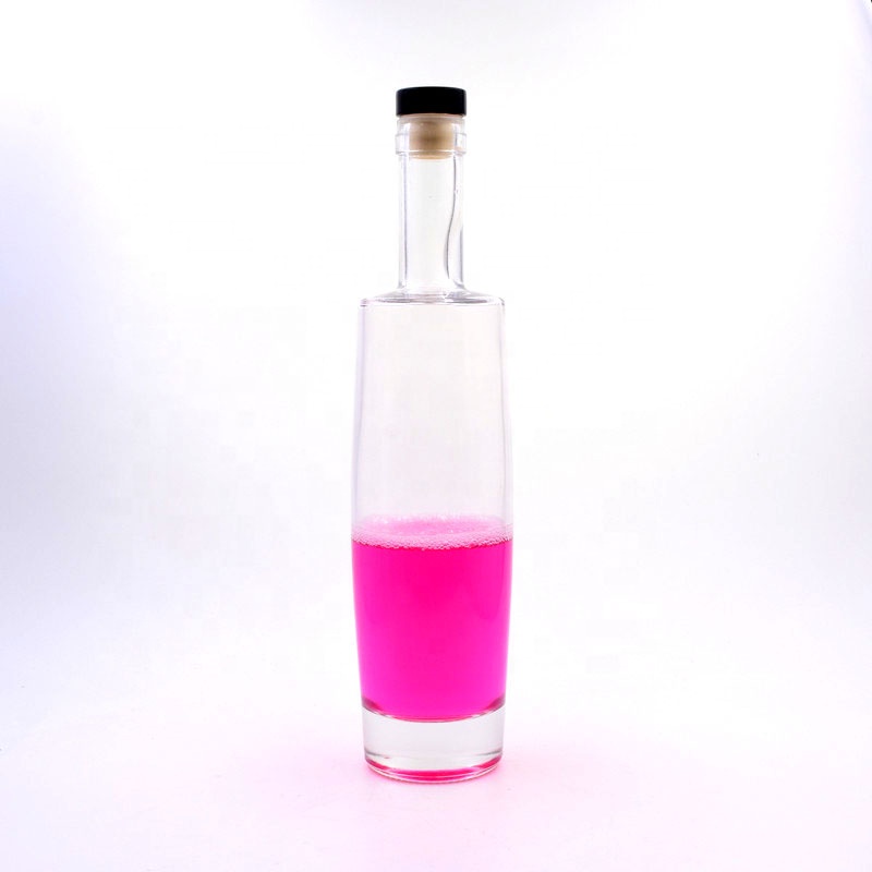 750ml Clear High Flint Round Liquor Wine Glass Bottles with wooden Cork Tops