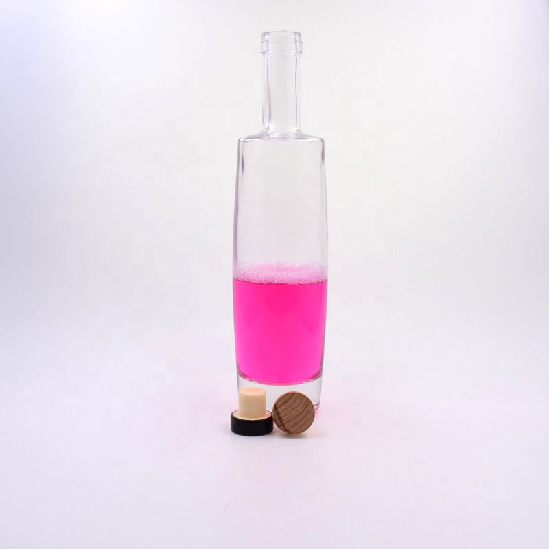 750ml Clear High Flint Round Liquor Wine Glass Bottles with wooden Cork Tops