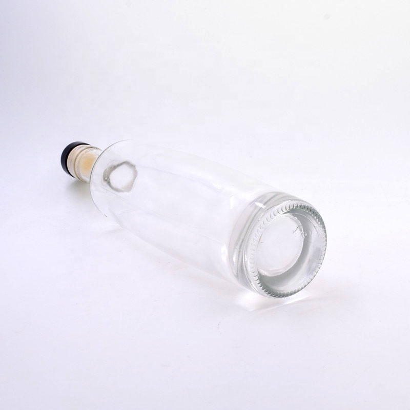 750ml Clear High Flint Round Liquor Wine Glass Bottles with wooden Cork Tops