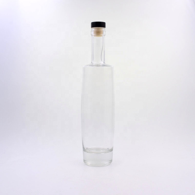 750ml Clear High Flint Round Liquor Wine Glass Bottles with wooden Cork Tops
