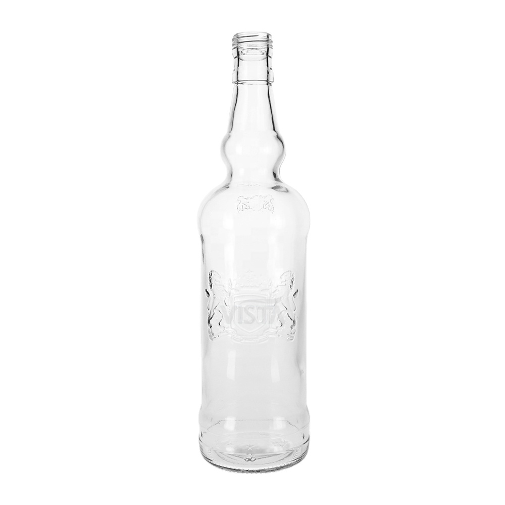 750ml Clear Lions Glass Bottle spirit usage normal flint screw cap beautiful embossment glass bottle liquor