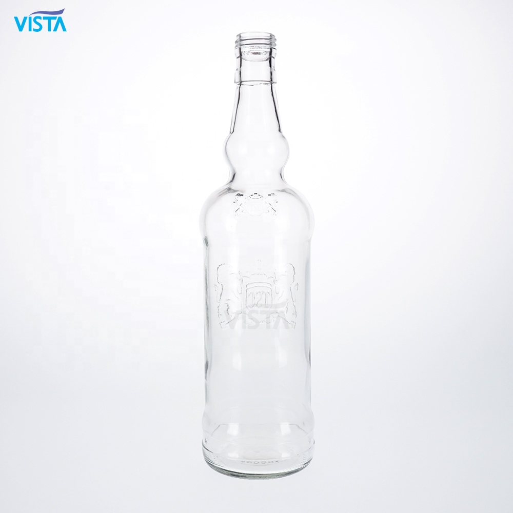 750ml Clear Lions Glass Bottle spirit usage normal flint screw cap beautiful embossment glass bottle liquor