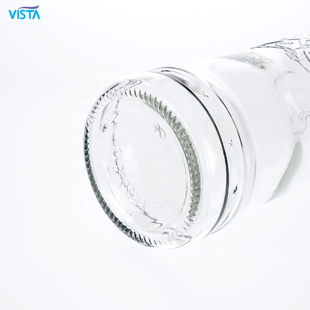 750ml Clear Lions Glass Bottle spirit usage normal flint screw cap beautiful embossment glass bottle liquor